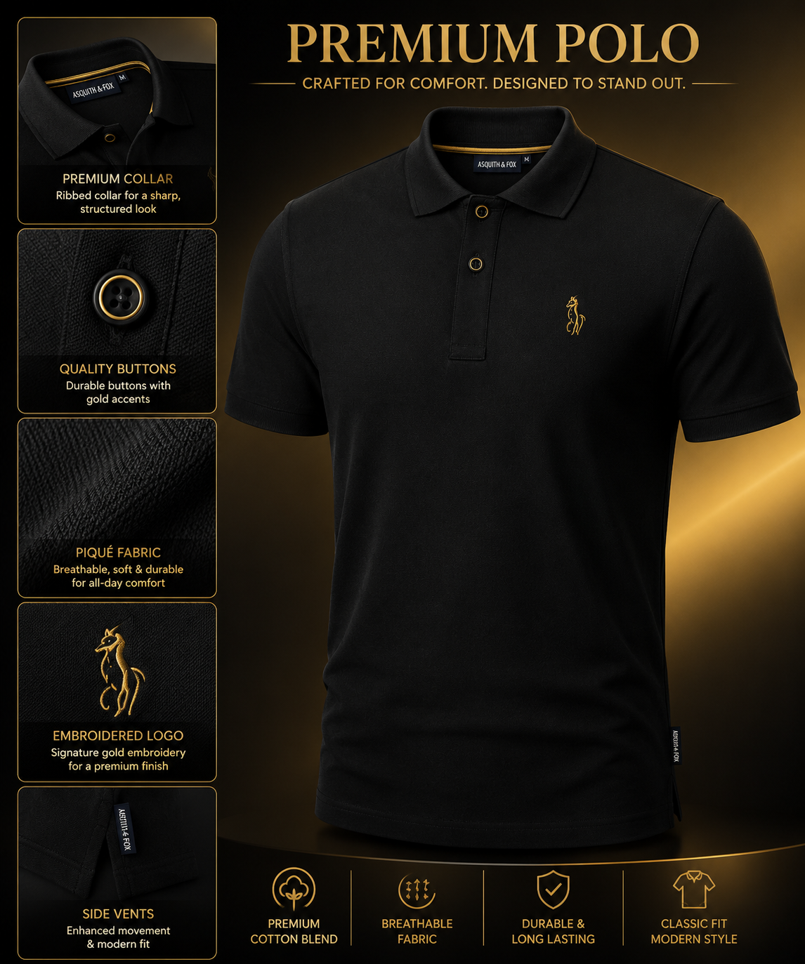 Royal Black Polo – Premium Collection