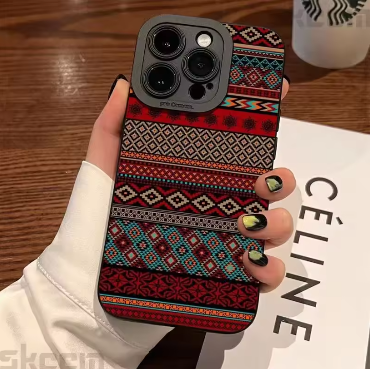 Fashion Vintage Totem Pattern Phone Case For iPhone 16 15 14 13 12 11 Pro Max Mini 7 8 16 Plus XR X XS Matte Shockproof Cover