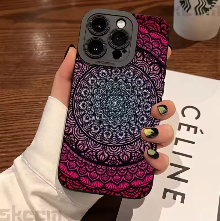Fashion Vintage Totem Pattern Phone Case For iPhone 16 15 14 13 12 11 Pro Max Mini 7 8 16 Plus XR X XS Matte Shockproof Cover
