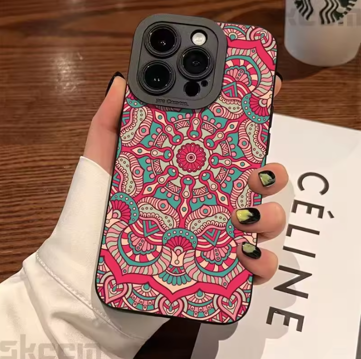 Fashion Vintage Totem Pattern Phone Case For iPhone 16 15 14 13 12 11 Pro Max Mini 7 8 16 Plus XR X XS Matte Shockproof Cover