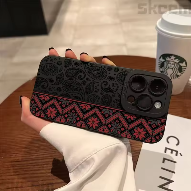 Fashion Vintage Totem Pattern Phone Case For iPhone 16 15 14 13 12 11 Pro Max Mini 7 8 16 Plus XR X XS Matte Shockproof Cover
