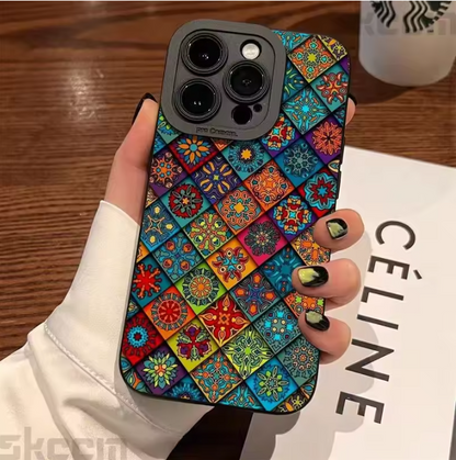 Fashion Vintage Totem Pattern Phone Case For iPhone 16 15 14 13 12 11 Pro Max Mini 7 8 16 Plus XR X XS Matte Shockproof Cover